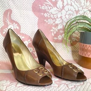Michael Kors authentic leather peep toe pumps